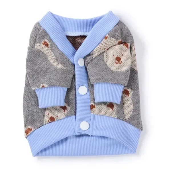 Bear Print Button Cardigan dog sweater, style PK-W23