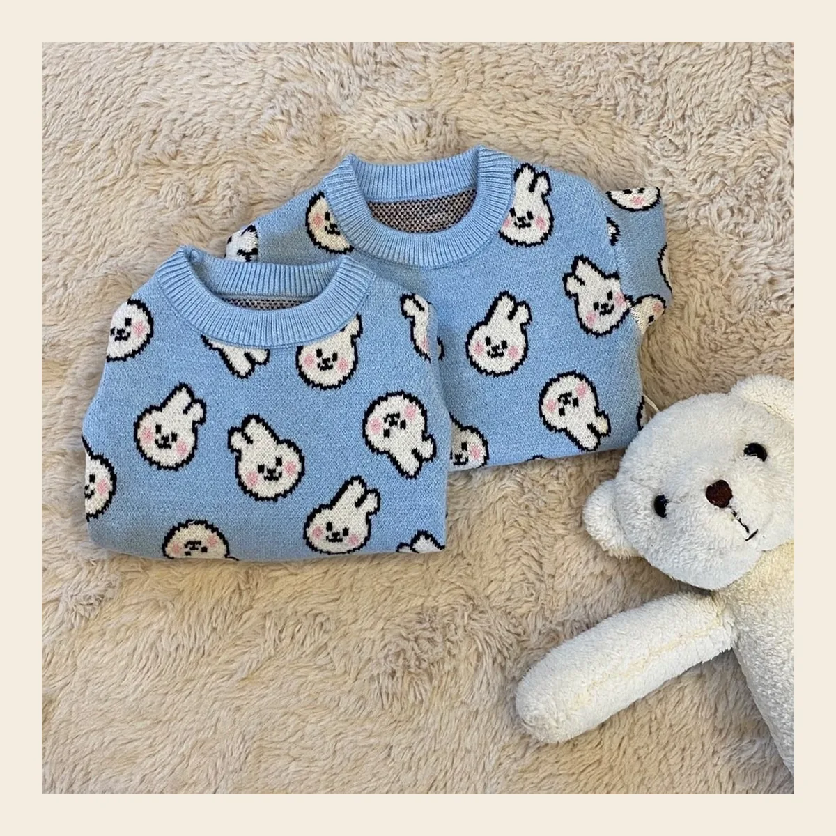 Bunny All-Over Print Knit dog sweater