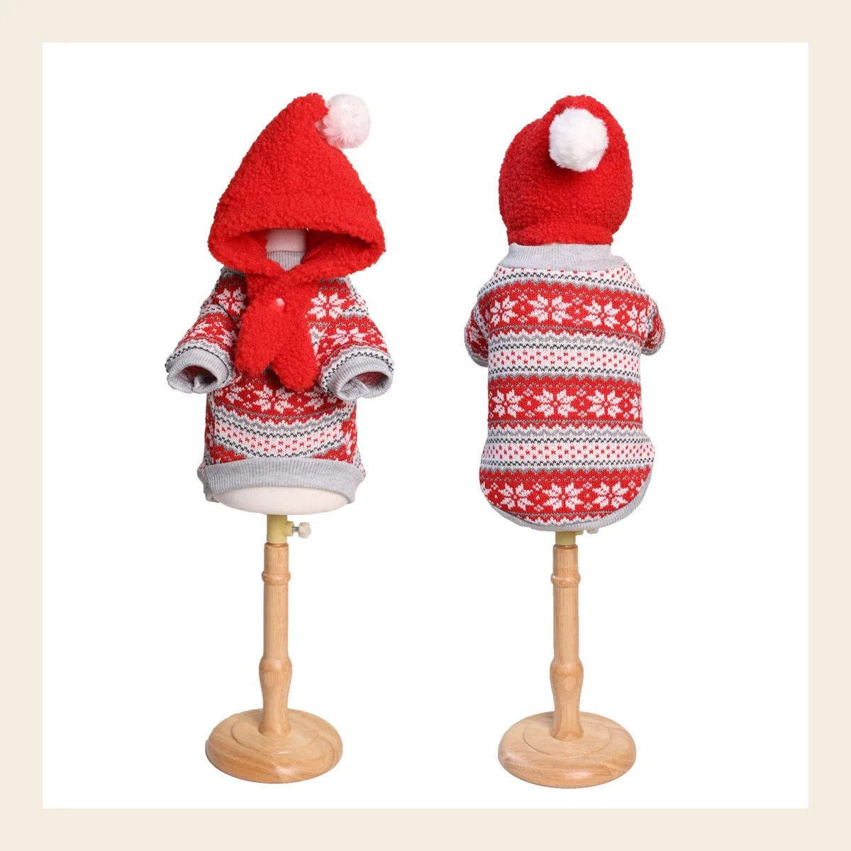 Fair Isle Christmas Hooded Knit dog sweater