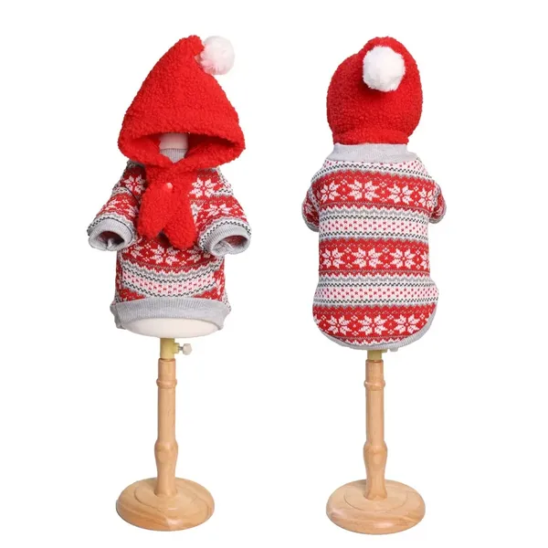 Fair Isle Christmas Hooded Knit dog sweater, style PK-W21