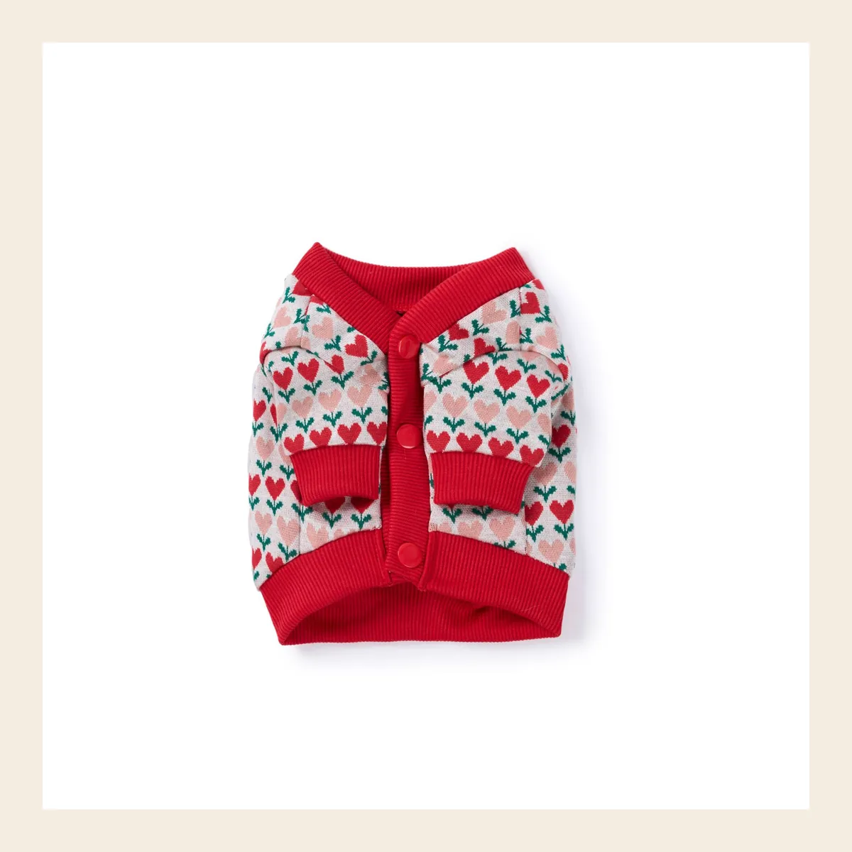 Fair Isle Heart Cardigan dog sweater
