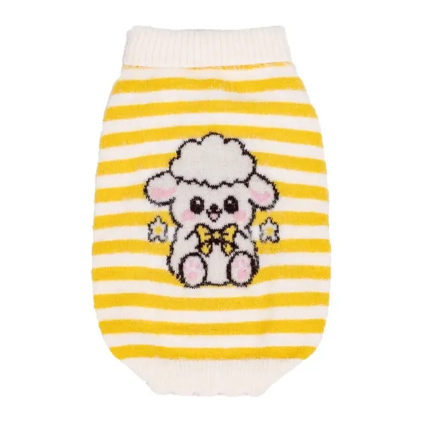 Fuzzy Stripe Knit with Poodle Motif dog sweater, style PK-W20