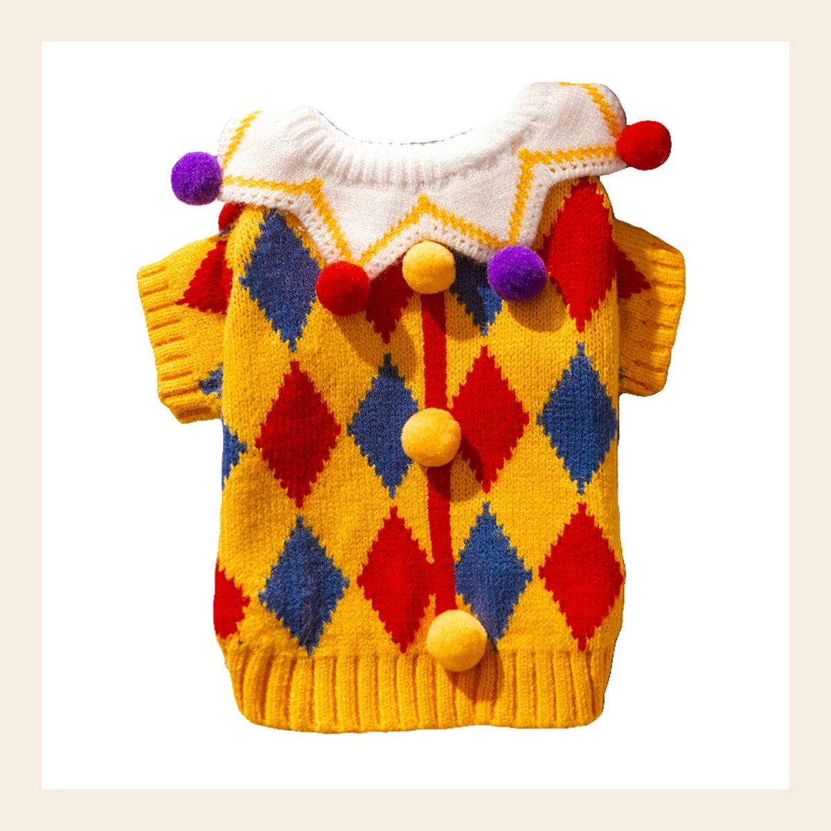 Harlequin Pom-Pom Sweater dog sweater