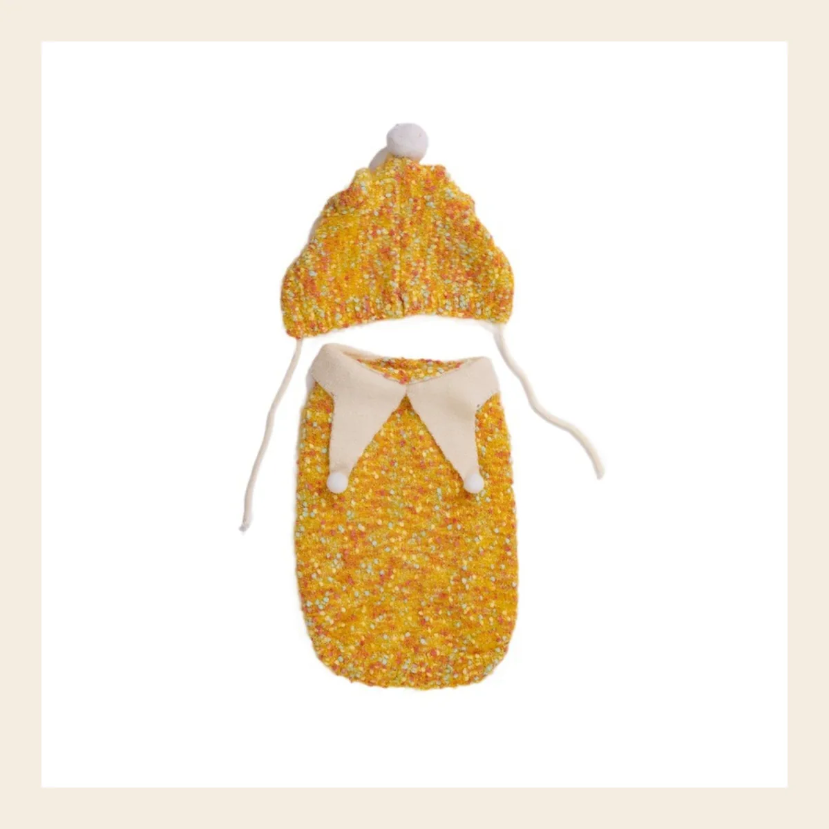 Hooded Knit with Pom-Pom dog sweater
