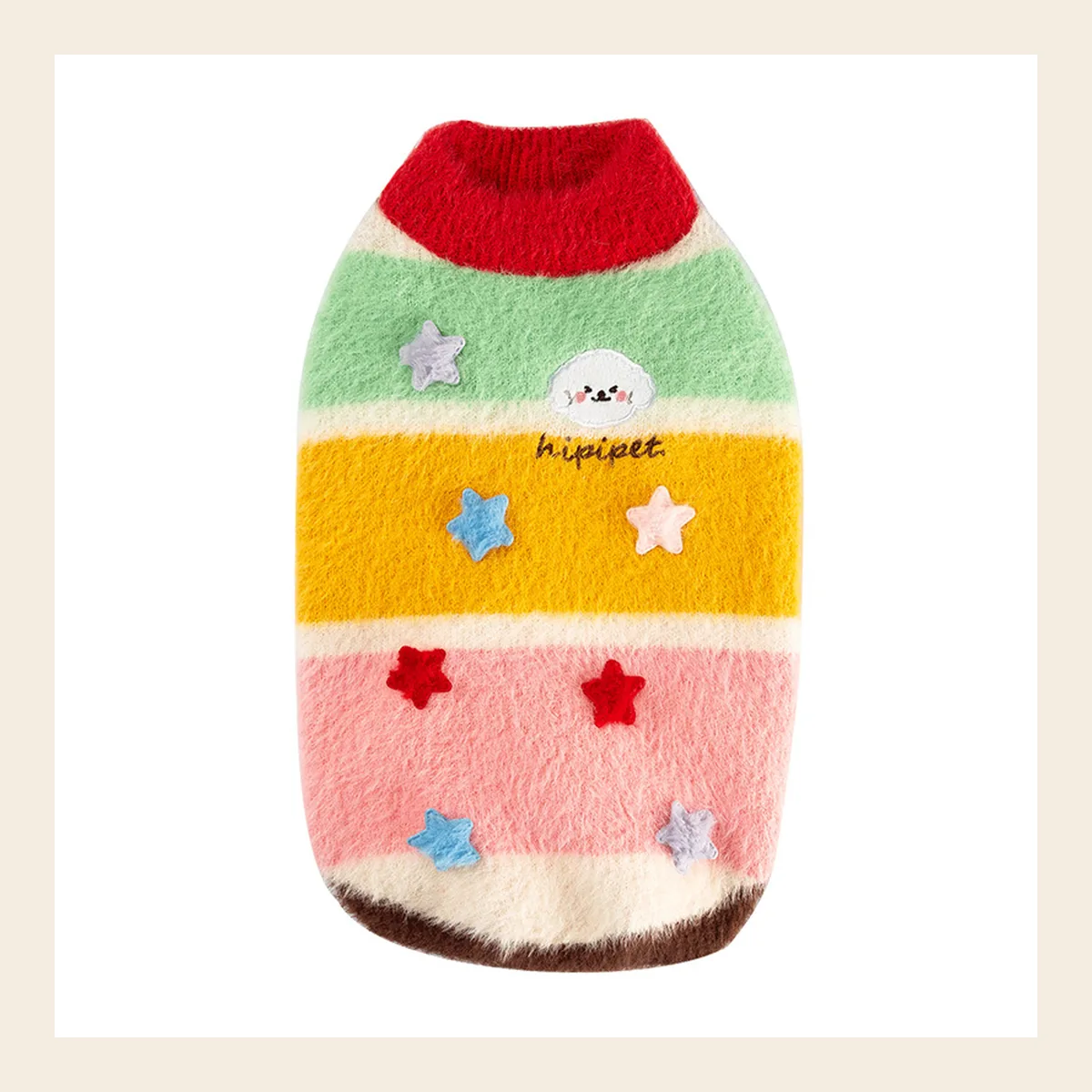 Pastel Stripe Knit with Star Details dog sweater
