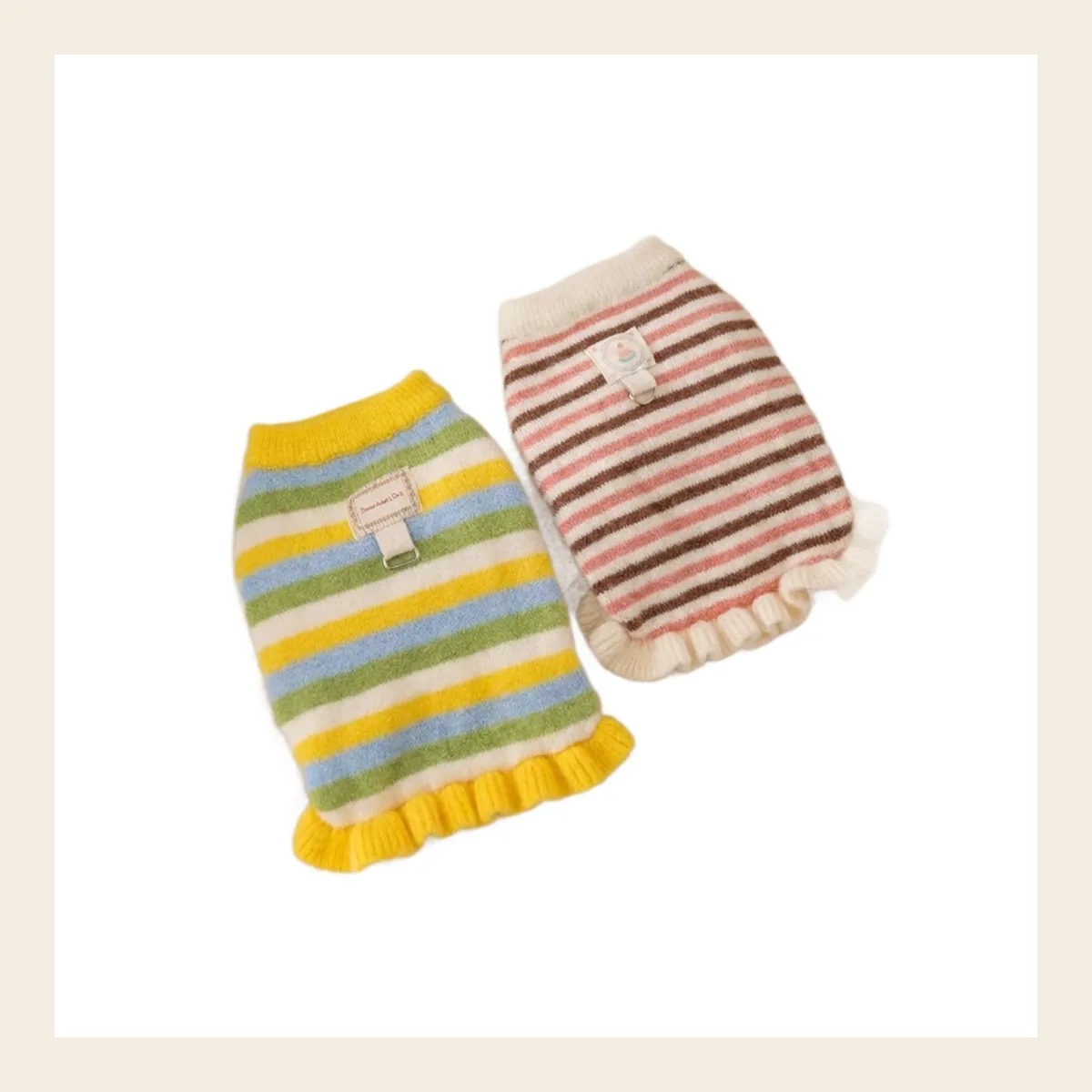 Ruffle-Hem Stripe Knit dog sweater
