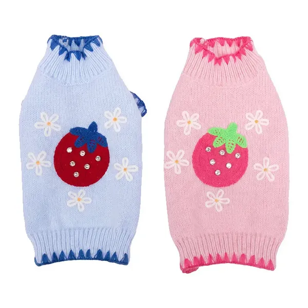 Strawberry & Daisy Knit dog sweater, style PK-W16